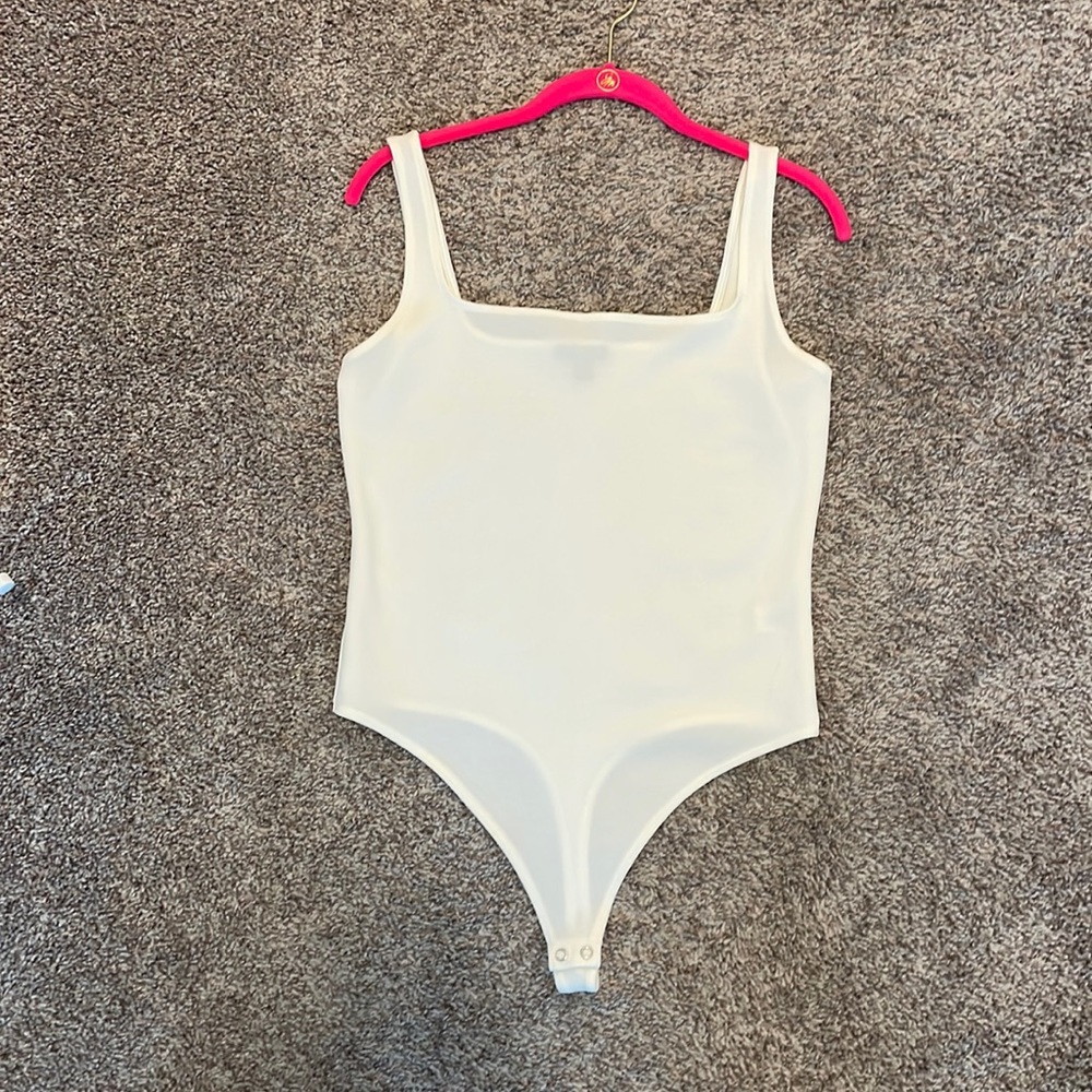 Express Square Neck Bodysuit- White